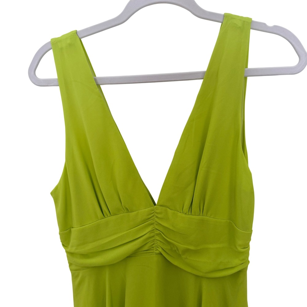 Lulu's Neon Lime Tiered V-Neck Prom Dress - Picture 7 of 16